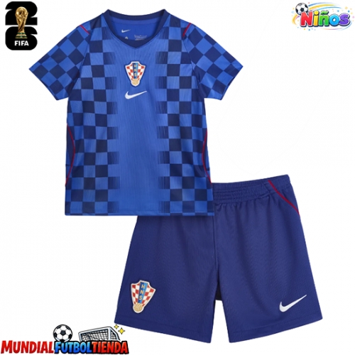 Camiseta Croacia Segunda Equipación Replica Mundial 2026 para niños mangas cortas (+ Pantalones cortos)